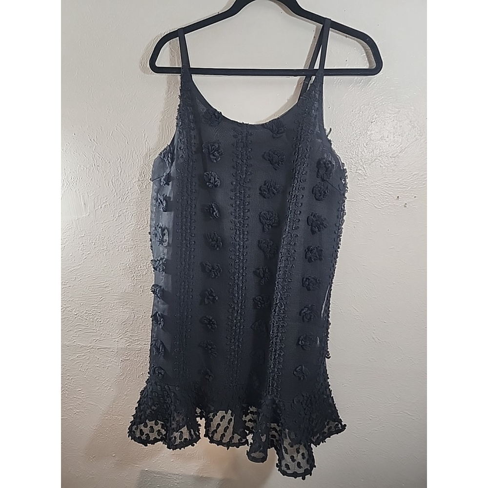 &Merci Black Sheer Lined Sleeveless Swiss Dot Dress Size M NWT
